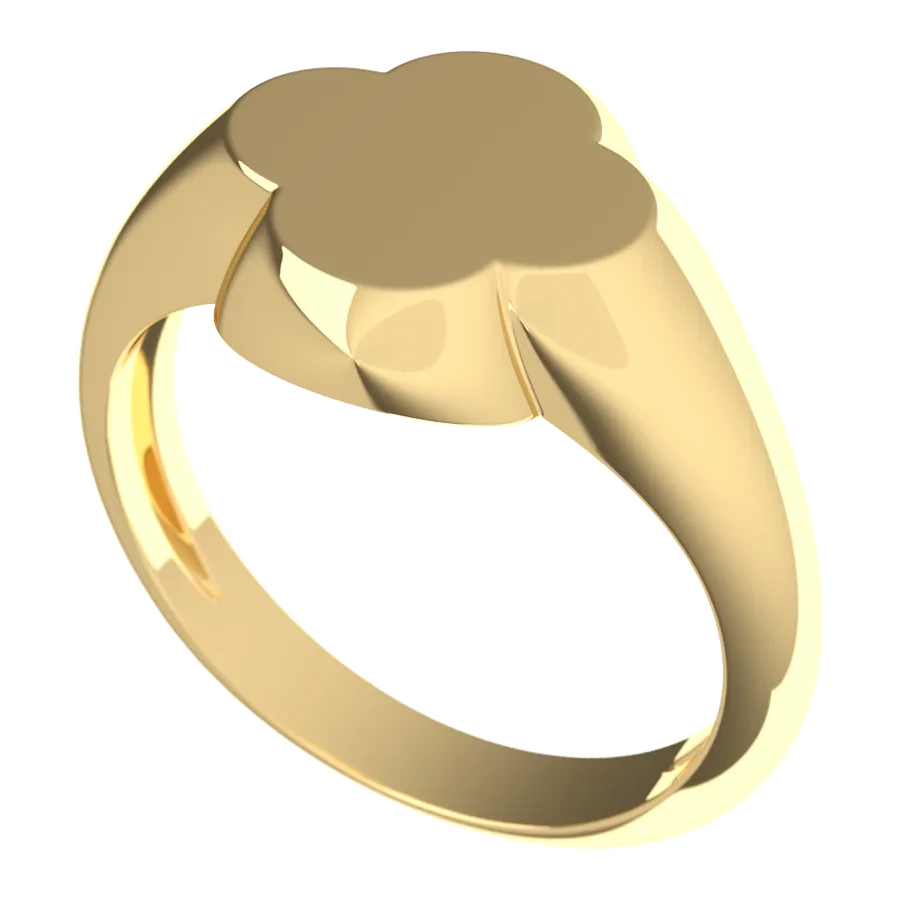 The Clover signet ring in yellow gold, three-quarter view
