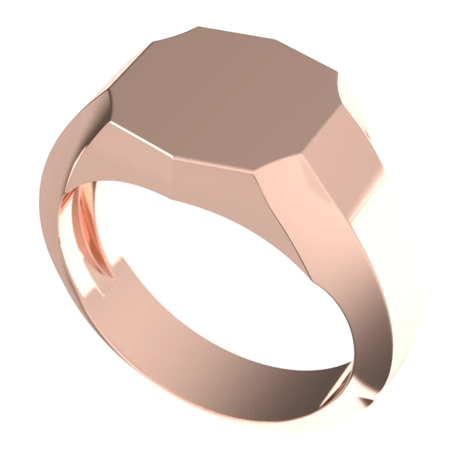 The Keep signet ring in rose gold, three-quarter view