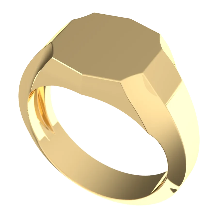 The Keep signet ring in yellow gold, three-quarter view
