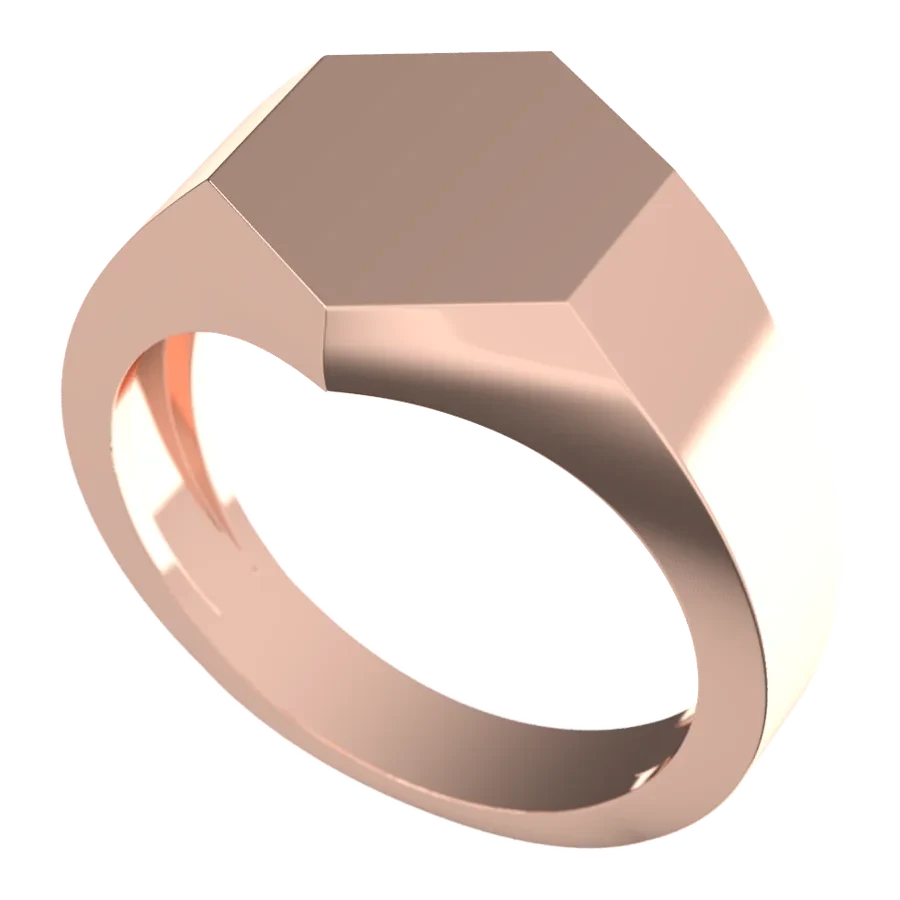 The Bastion signet ring in rose gold, three-quarter view
