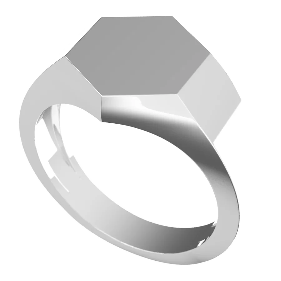 The Bastion signet ring in white gold, three-quarter view