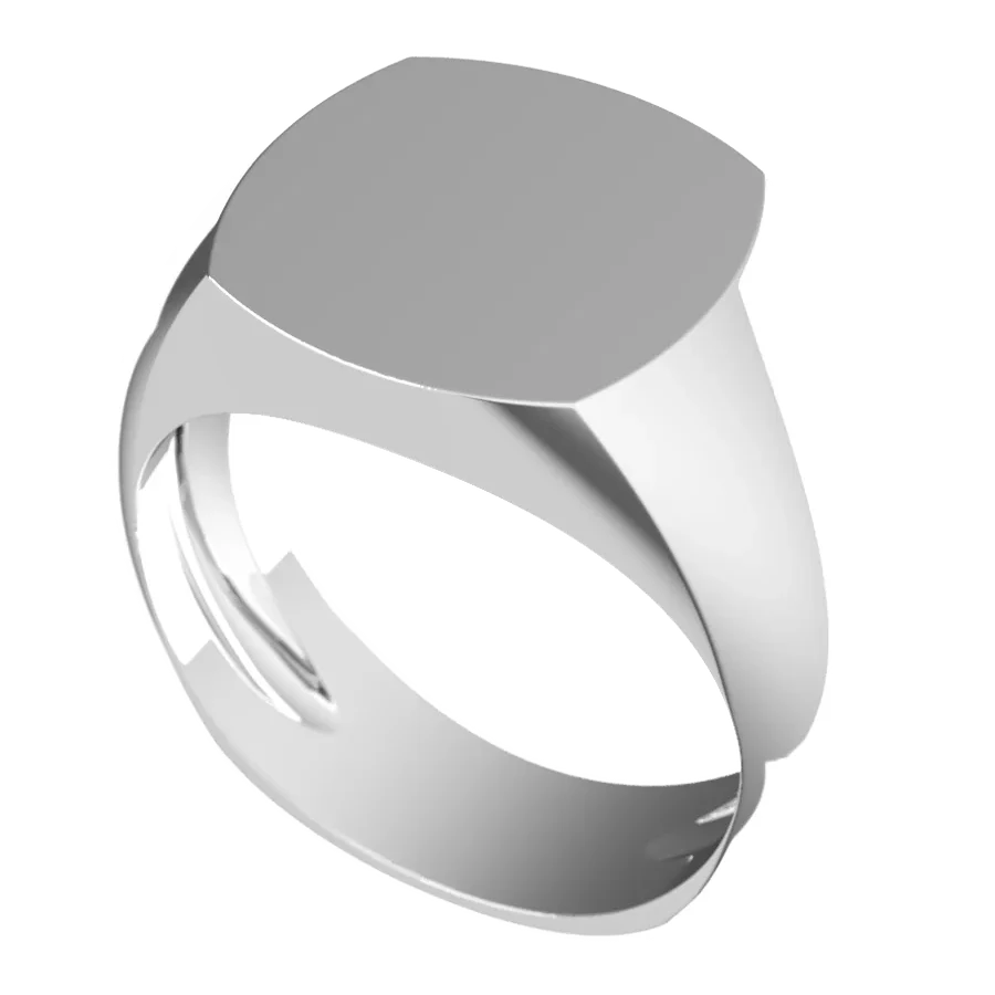 The Hearth signet ring in white gold, three-quarter view