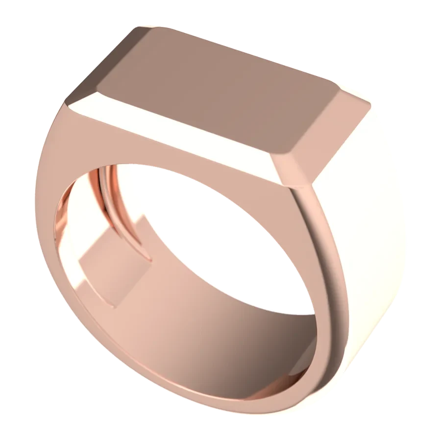 The Charter signet ring in rose gold, three-quarter view