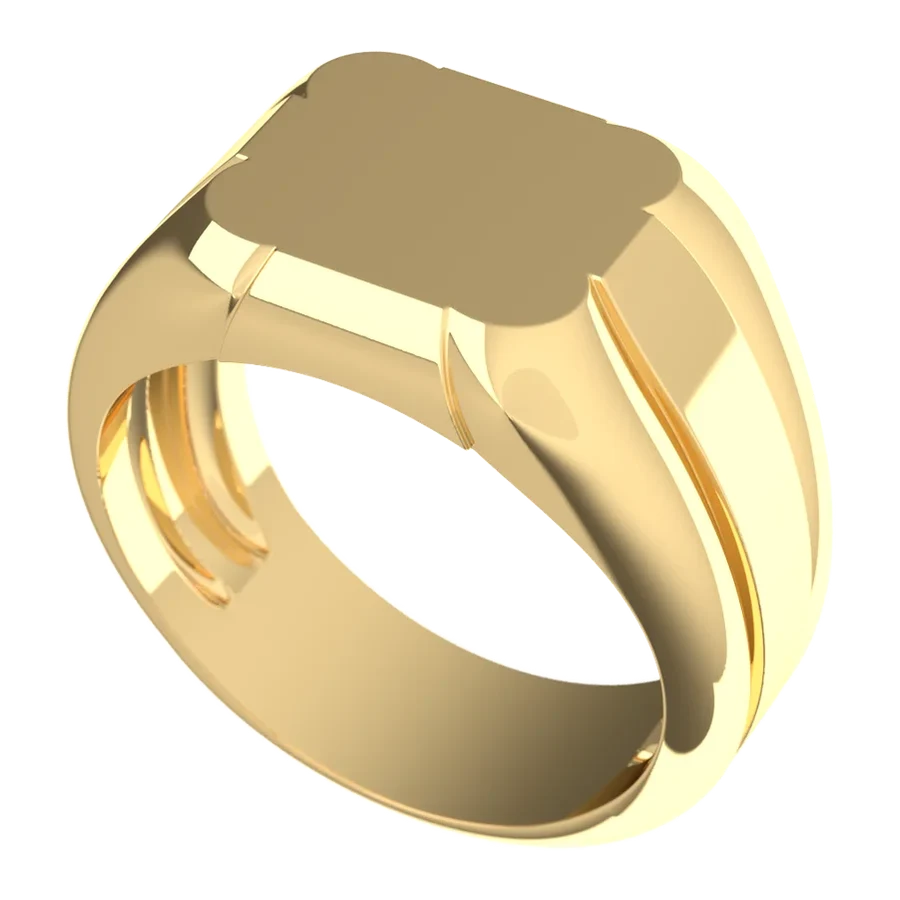 The Tenure signet ring in yellow gold, three-quarter view