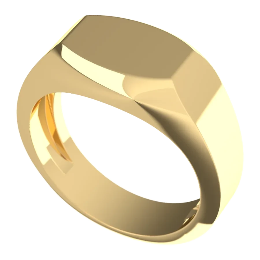The Patron signet ring in yellow gold, three-quarter view