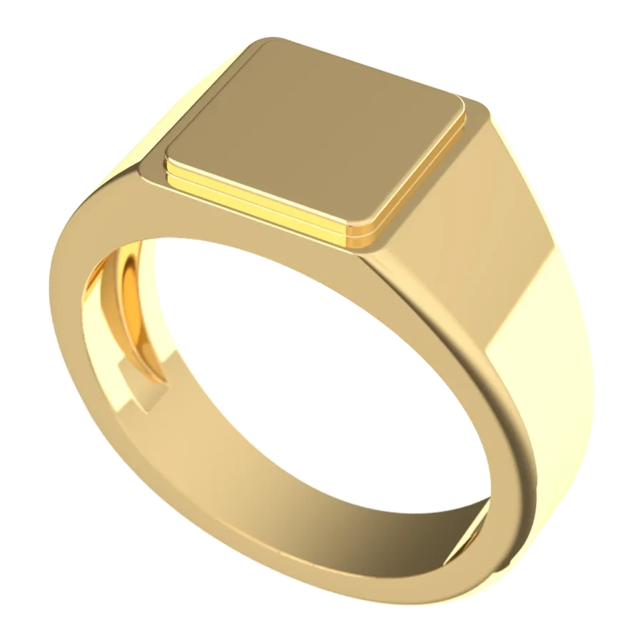 The Tower signet ring in yellow gold, three-quarter view