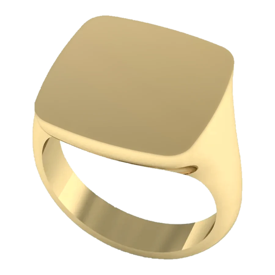 The Squire signet ring in yellow gold, three-quarter view