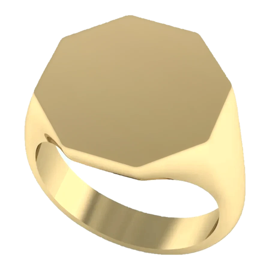 The Herald signet ring in yellow gold, three-quarter view