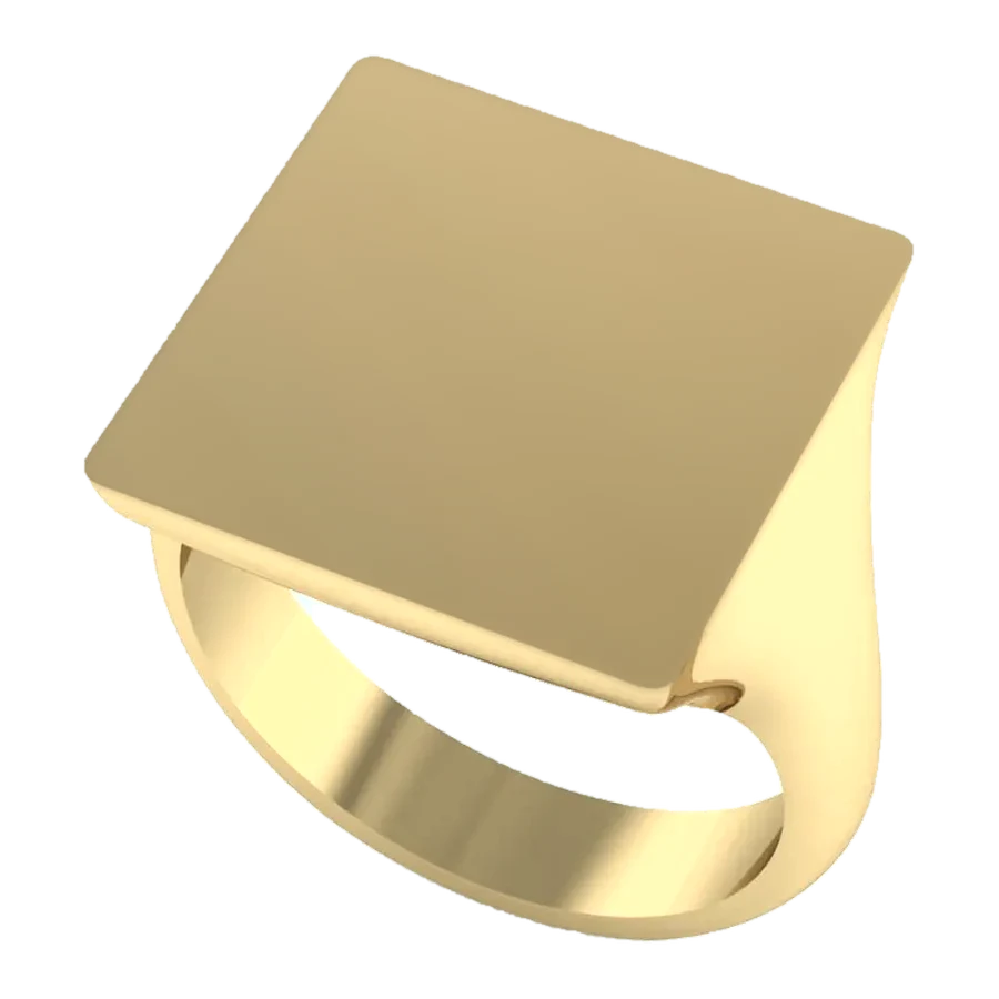 The Quarter signet ring in yellow gold, three-quarter view