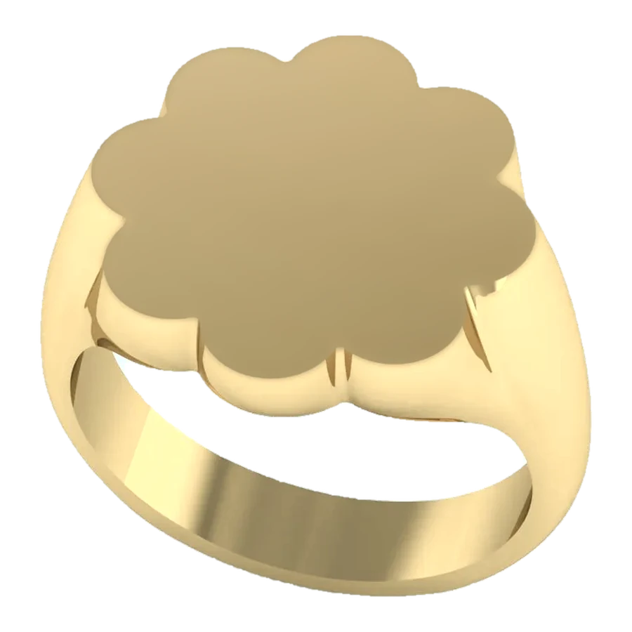 The Orchard signet ring in yellow gold, three-quarter view
