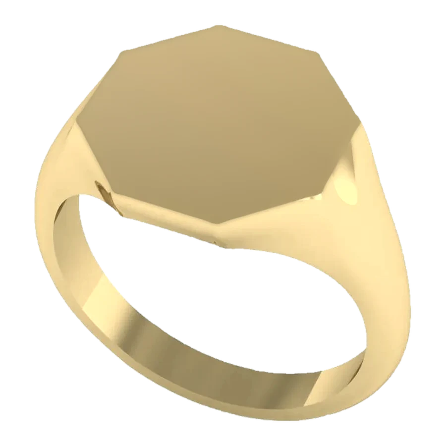The Chapter signet ring in yellow gold, three-quarter view