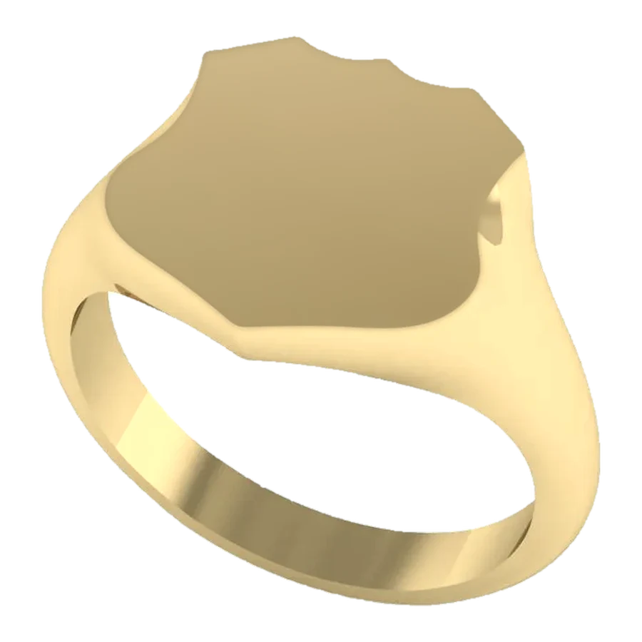 The Mantle signet ring in yellow gold, three-quarter view
