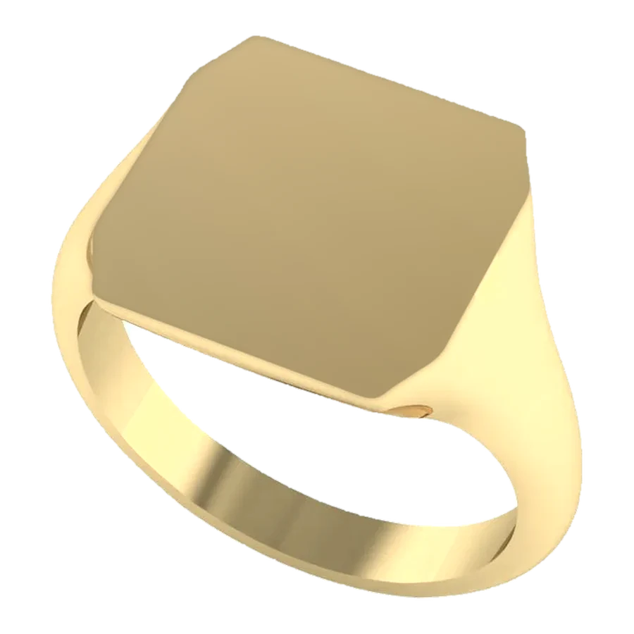 The Bower signet ring in yellow gold, three-quarter view