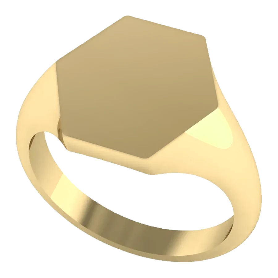 The Cloister signet ring in yellow gold, three-quarter view