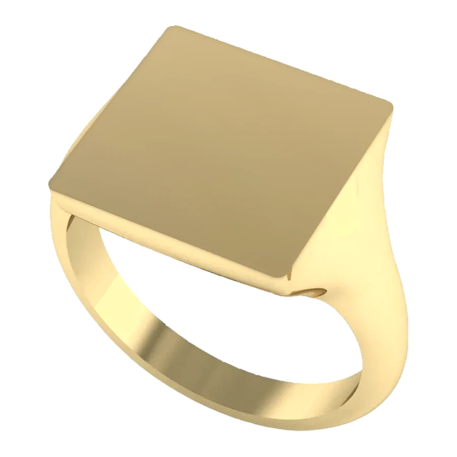 The Accord signet ring in yellow gold, three-quarter view